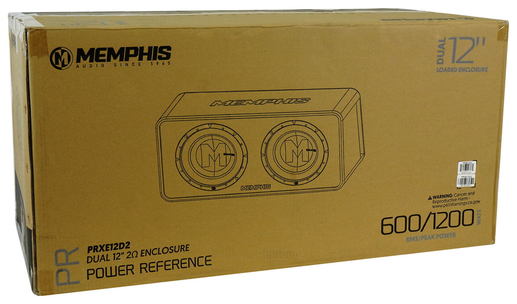 Memphis Audio PRXE12D2 1200w Dual 12" Subwoofers+Enclosure Box+Amplifier+Amp Kit