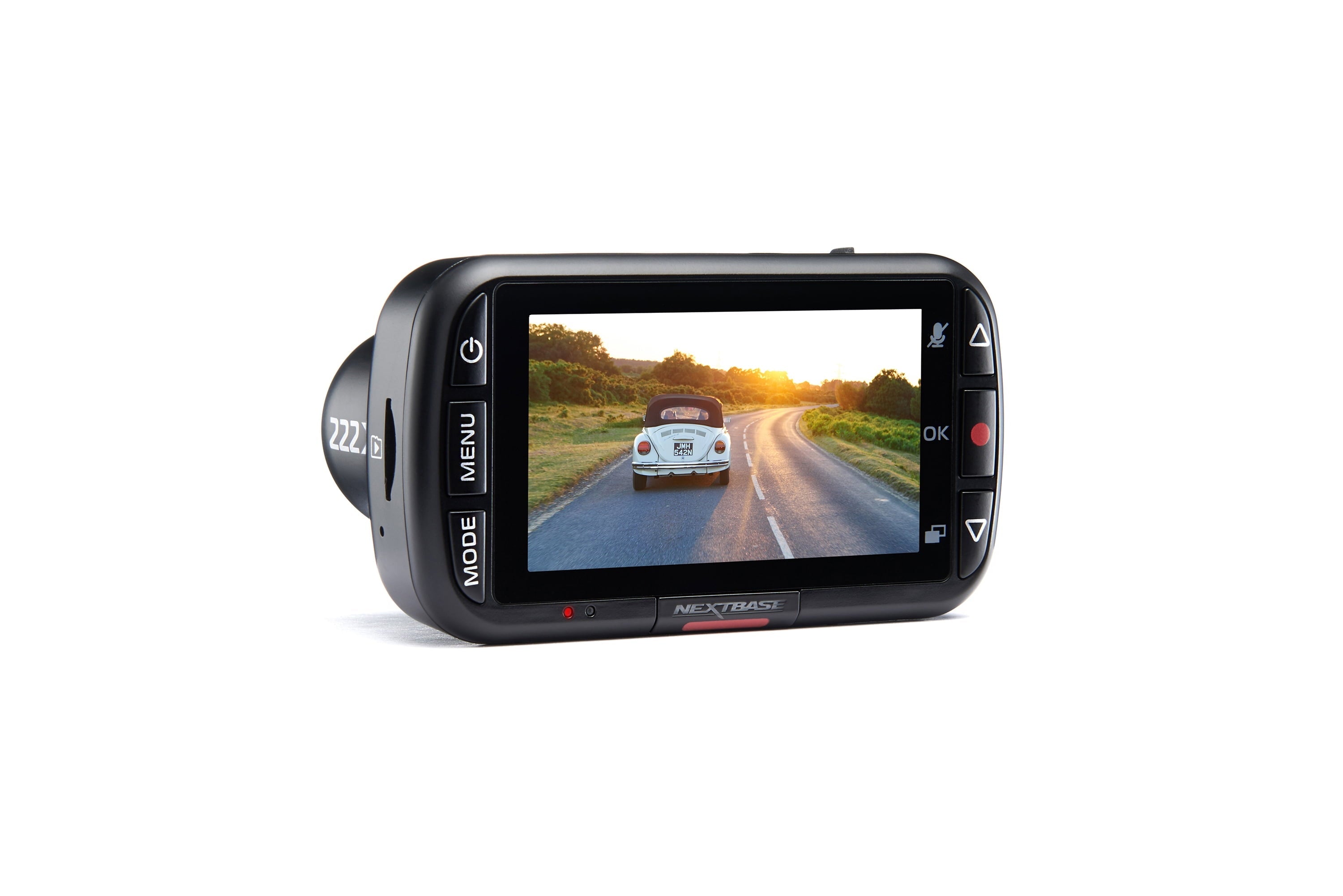Nextbase 222X Compact Dual Dash Cam Front & Rear 2.5" HD IPS Screen, 1080p Full HD, 6 Layer Lens, Black, 0.17 lbs assembled.