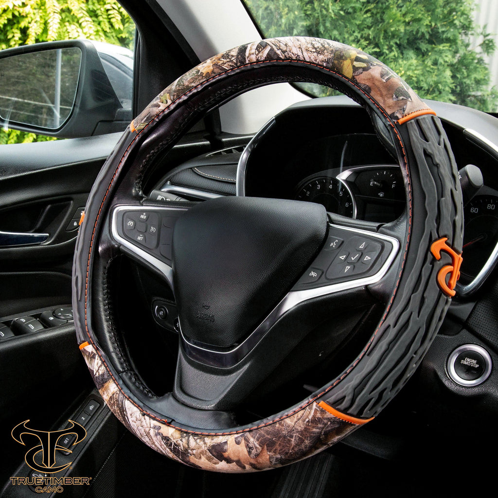 TrueTimber Steering Wheel Cover, Kanati Camo with Orange Accent