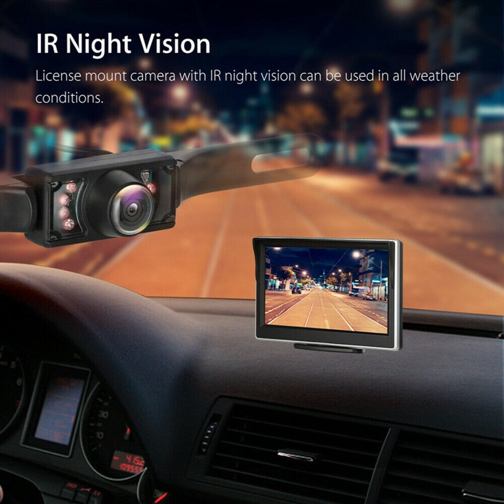 Car Backup Camera 5-inch Hd Monitor Wireless Transmitter Receiver Infrared Night Vision Rear View Parking System