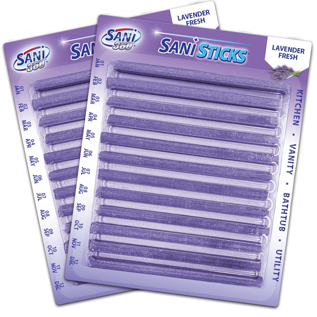 Sani 360 Sticks Lavender Fresh Drain Cleaner and Deodorizer, 24 Count