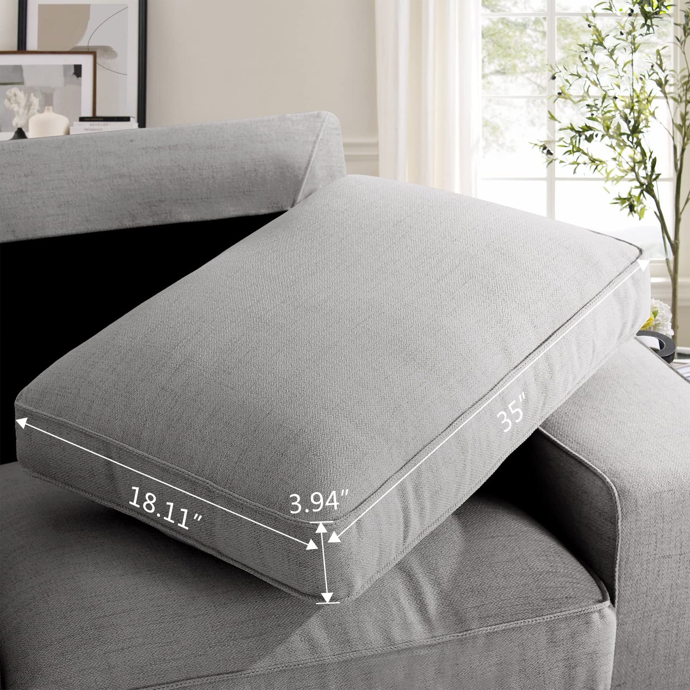 INGALIK 88.58" Modern Loveseat Sofa for Living Room, Chenille Sofa and Couch with Square Armrests, Removable Sofa Cushions and Detachable Sofa Cover, Easy to Install, 3 Seater, Light Grey