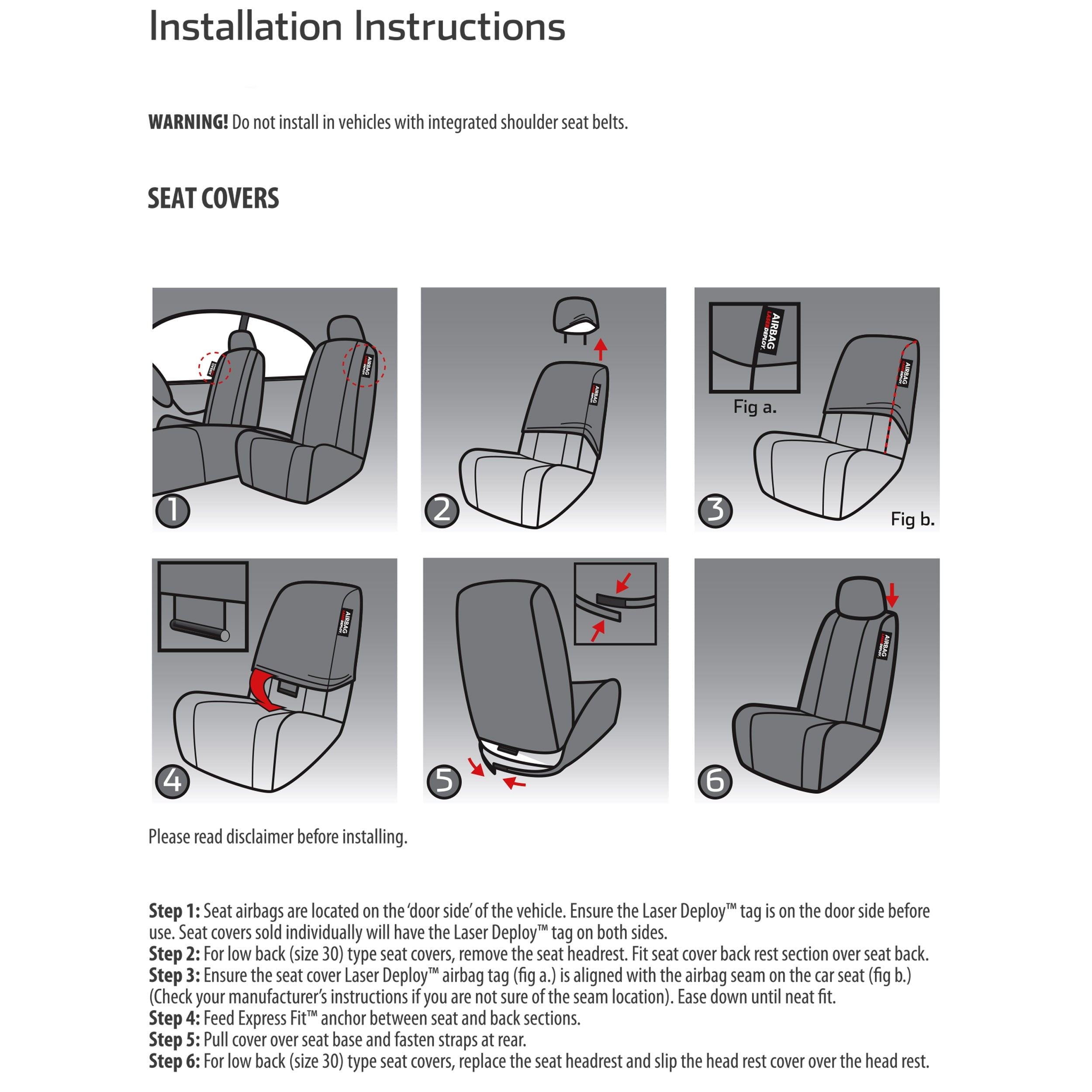 Auto Drive 2 Piece Car Seat Covers and Headrest Covers, Black Red Universal Fit