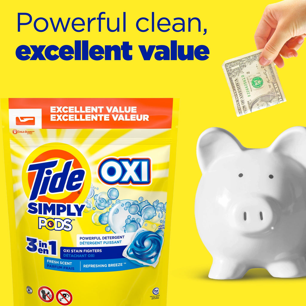 Tide Simply Pods Laundry Detergent Soap Packs, Refreshing Breeze, 43 Ct