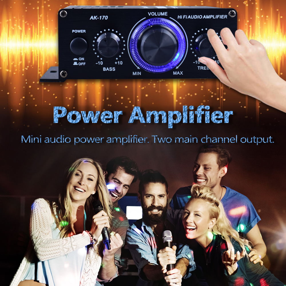 AK170 Mini Audio Power Amplifier Portable Sound Amplifier Speaker Amp for Car and Home, Black