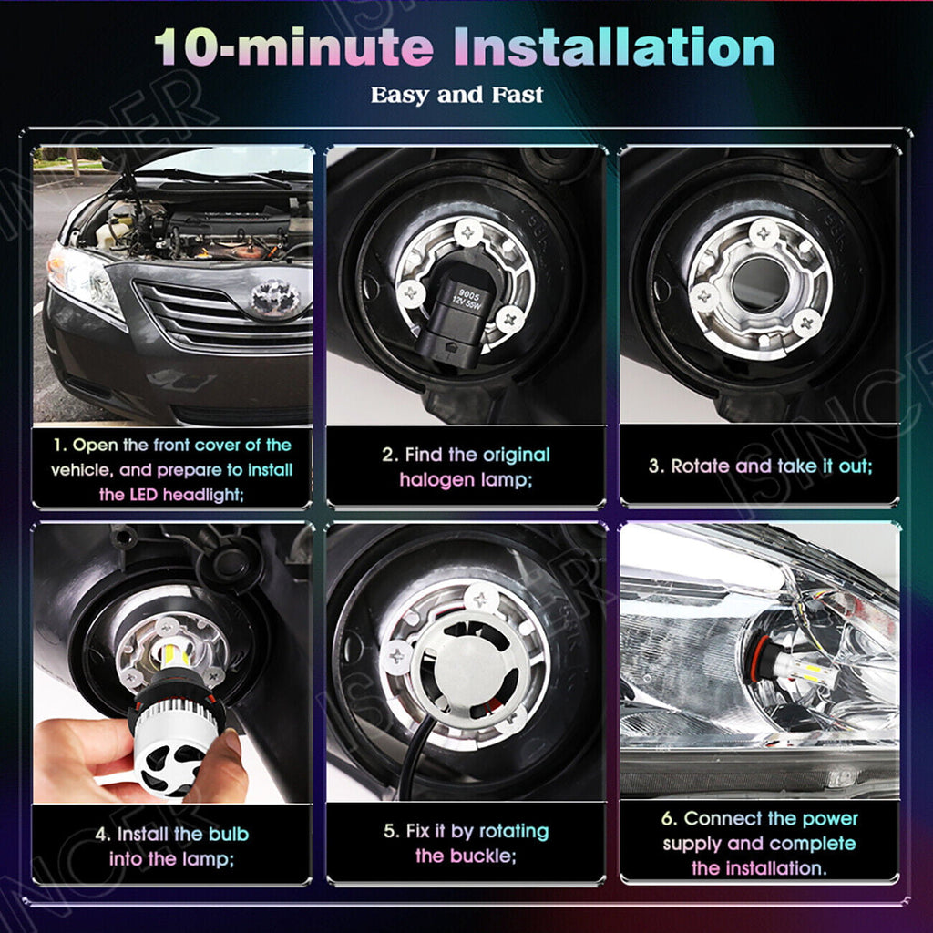 9007 LED Headlight Bulbs Kit Hi/Lo Beam for Ford F-150 1992-2003 F-250 1992-1999