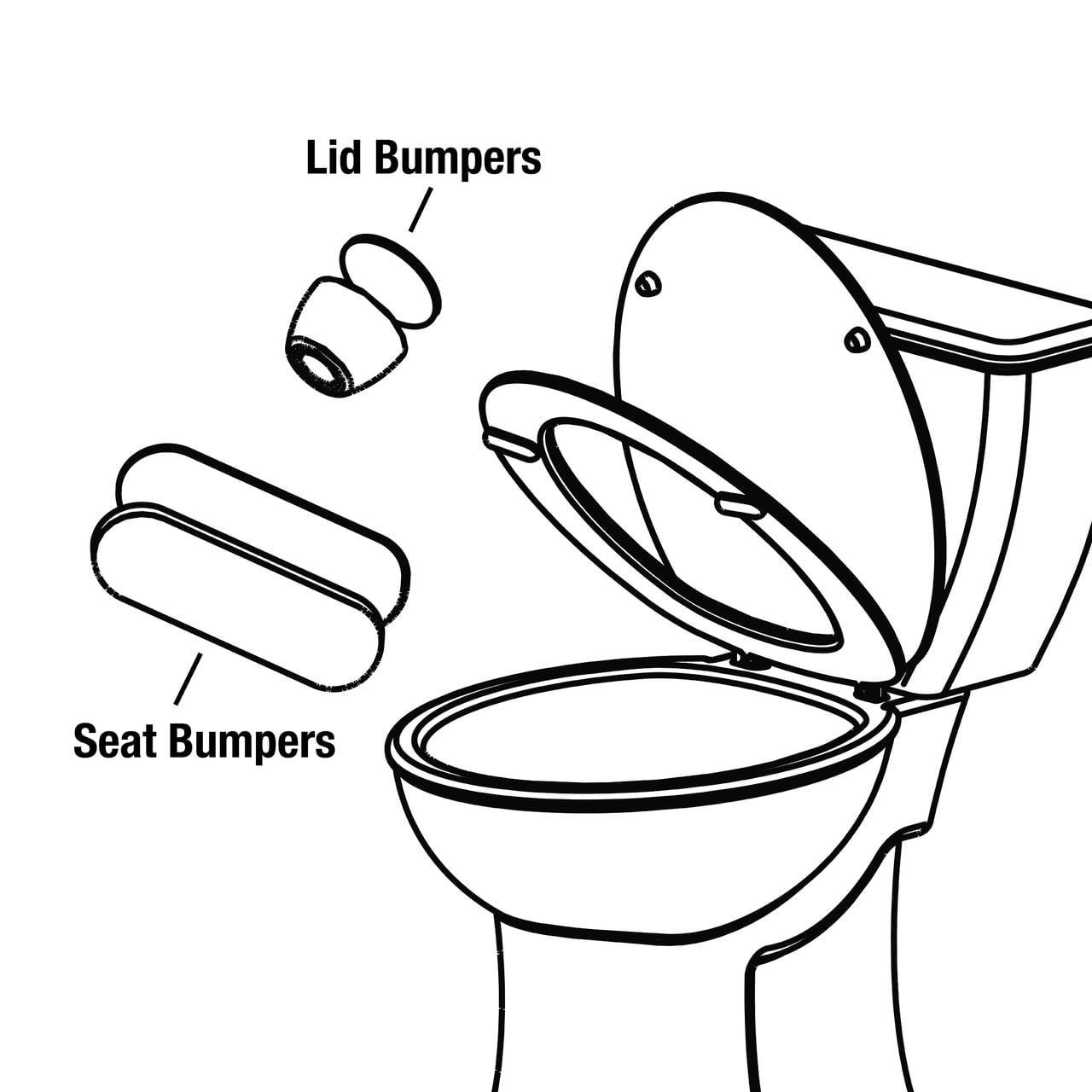 Danco Universal Rubber Stick-on Round Toilet Seat Bumpers, 4-Piece, 0.01 lbs (10062)