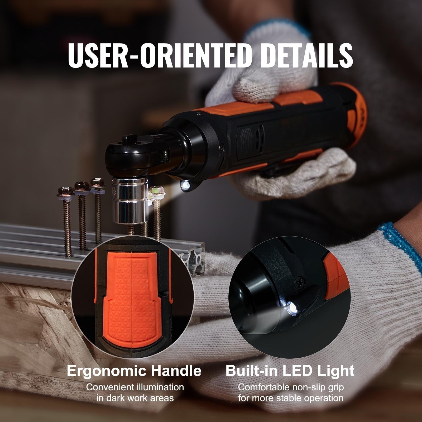 BENTISM Cordless Electric Ratchet Wrench Cordless Ratchet 3/8" 12V 2 Batteries