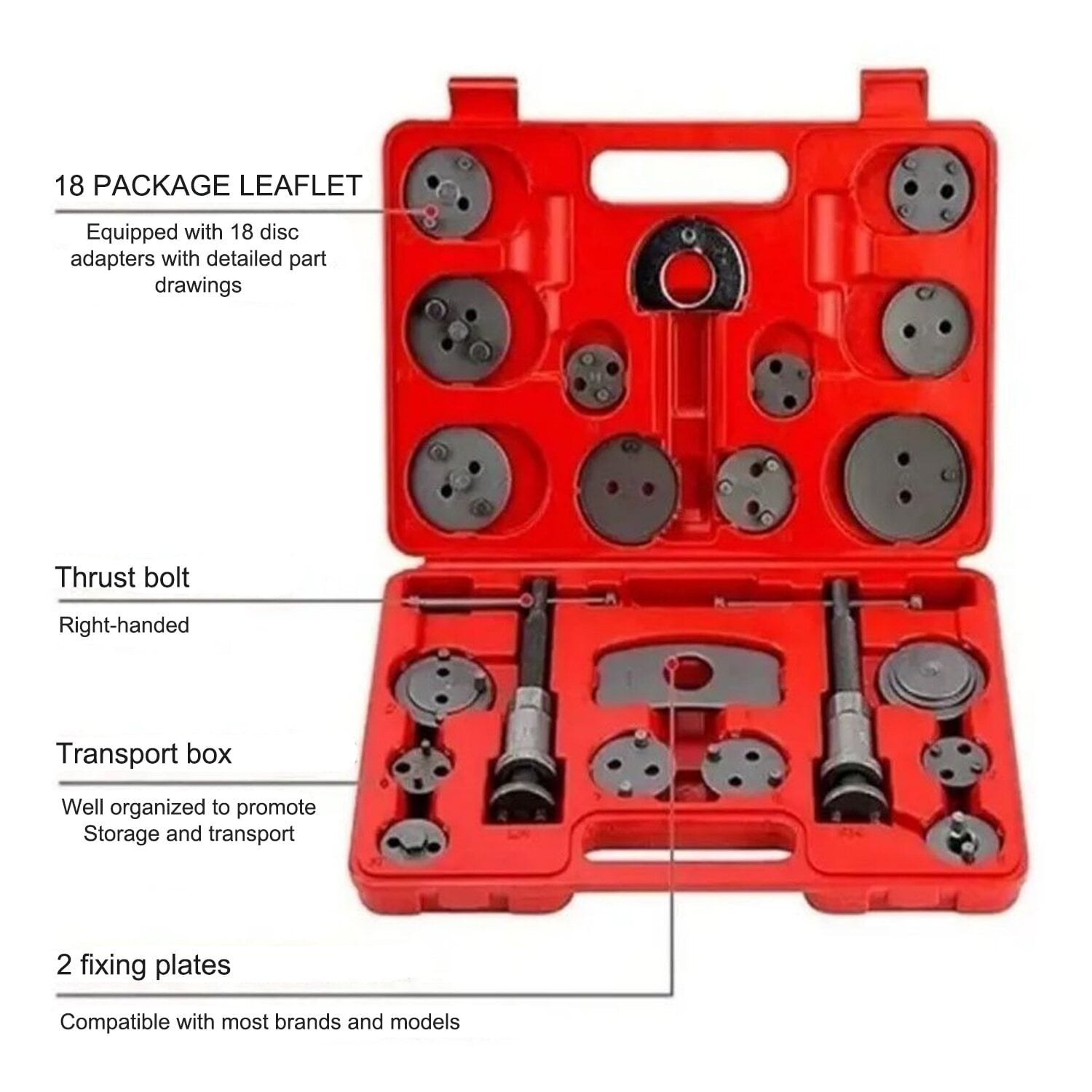 GOXAWEE Heavy 22pcs Disc Brake Caliper Tool Set, Compressor Wind Back Tool, for Brake Pad Replacement Reset, Fits Most American, European, Japanese Autos