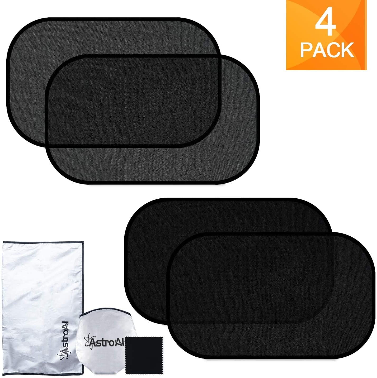 AstroAI Car Window Shade -2 Pack Semi Transparent & 2 Pack Transparent- 20" x 12" Side Car Window Fit SUV and Most Cars