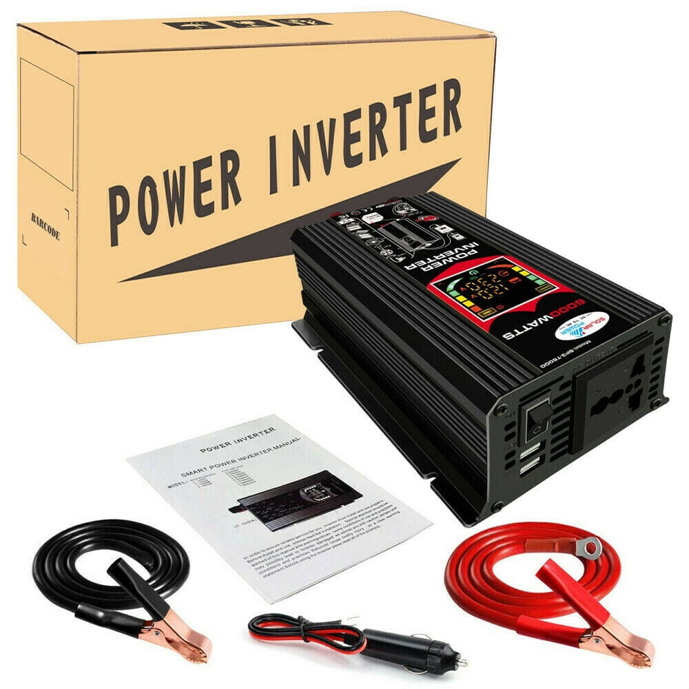 6000W Peak Car Power Inverter, DFITO DC 12V to AC 110V Adapter with 1 AC Outlets,4.2A Dual USB Charging Port,1 Cigarette Lighter Adapter,LCD Display