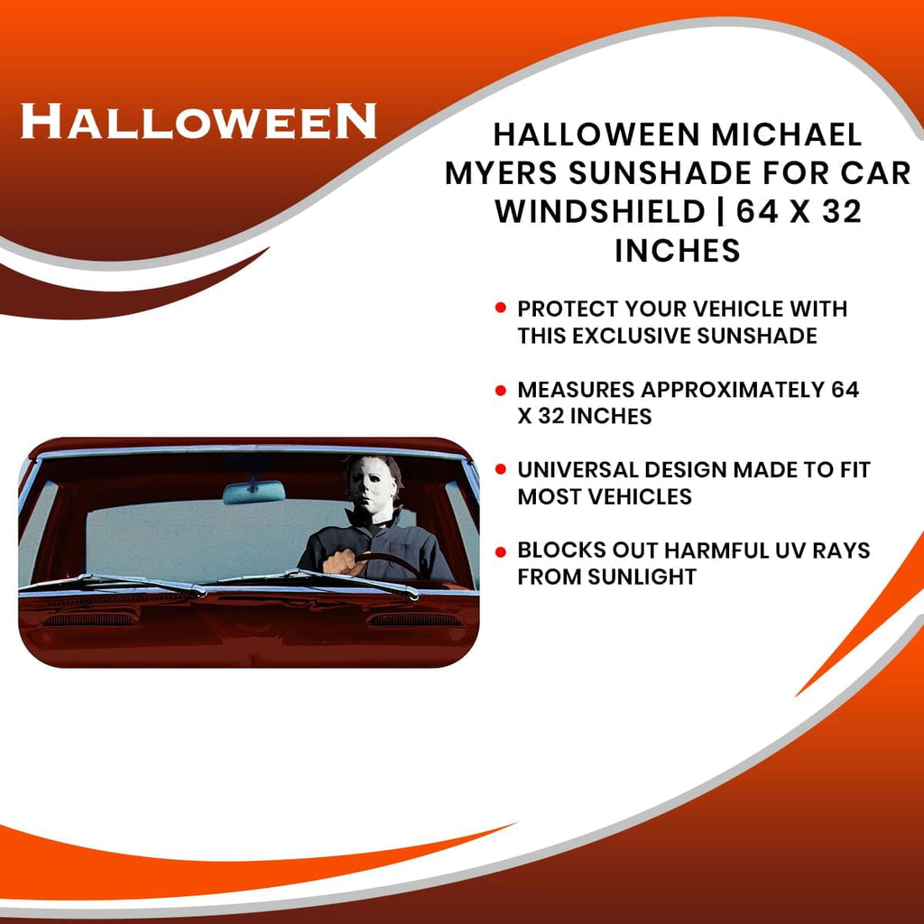 Surreal Entertainment SRE-CS-HAL-MMCR-C Halloween Michael Myers Sunshade for Car Windshield,64 x 32 Inches