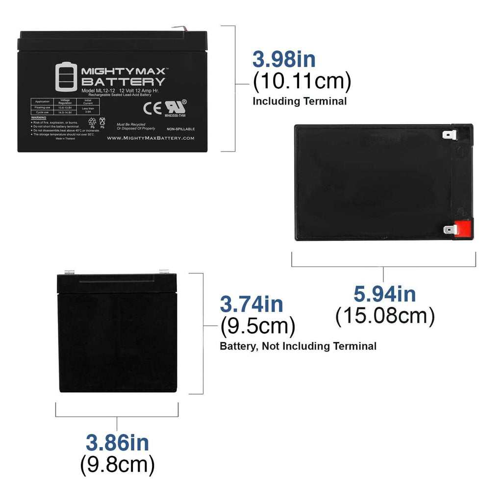 12V 12AH Replacement Battery for 6-DGM-12, 6-FM-12