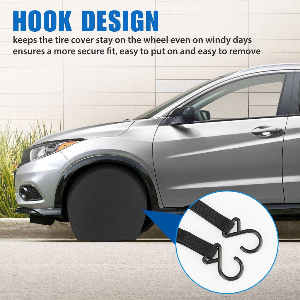 4pcs Wheel Tire Covers, EEEkit Waterproof Motorhome Wheel Covers for 30- 32inch Tire Diameters, UV Coating Tire Protectors Fit for RVs, Trailers, Campers, Cars, and Trucks