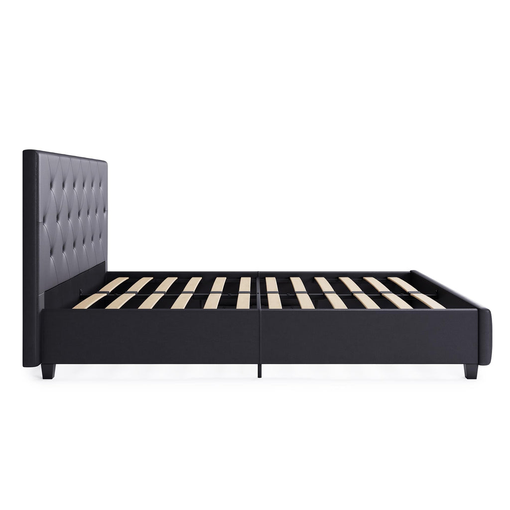 DHP Dakota Upholstered Platform Bed, Queen, Gray Faux Leather