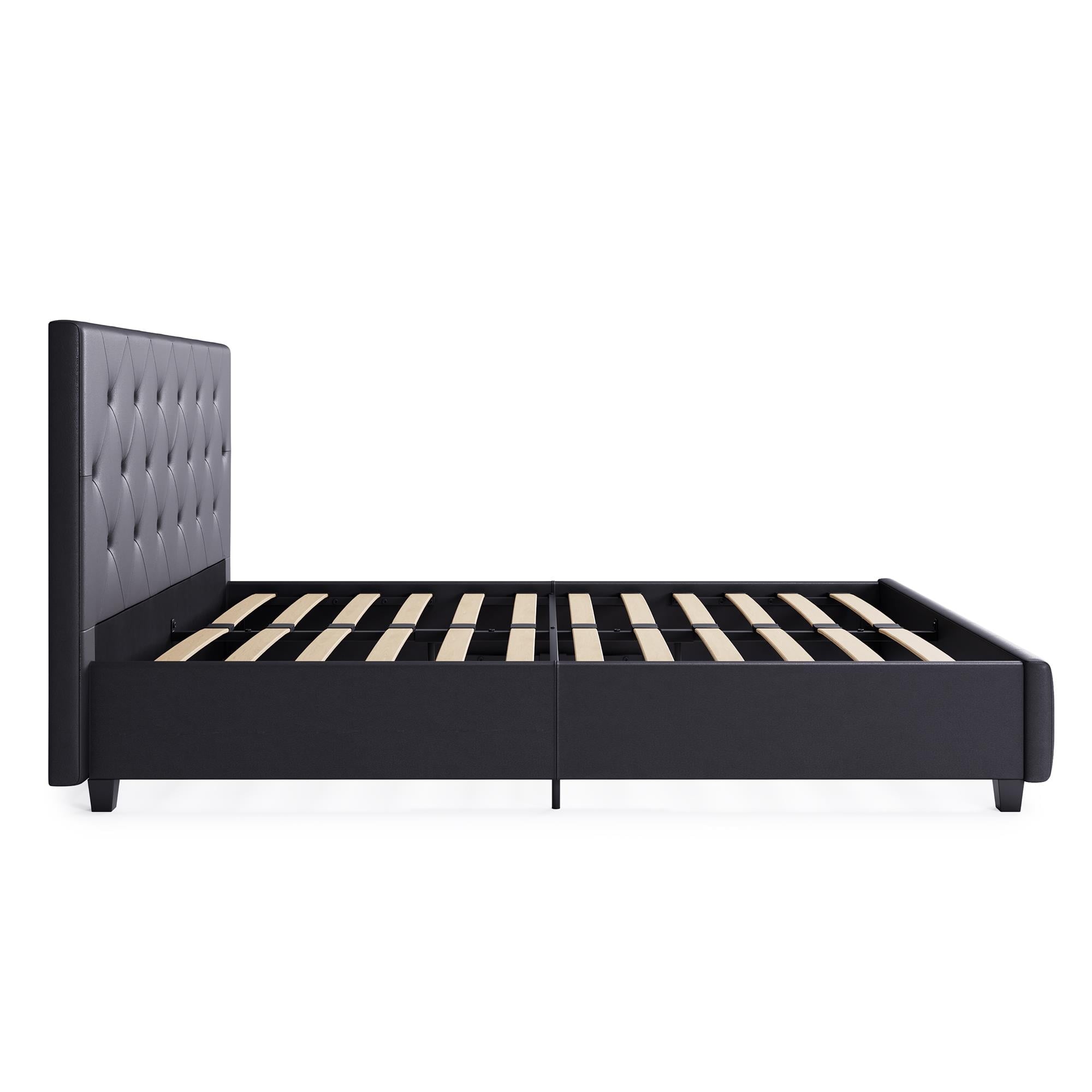 DHP Dakota Upholstered Platform Bed, Queen, Gray Faux Leather