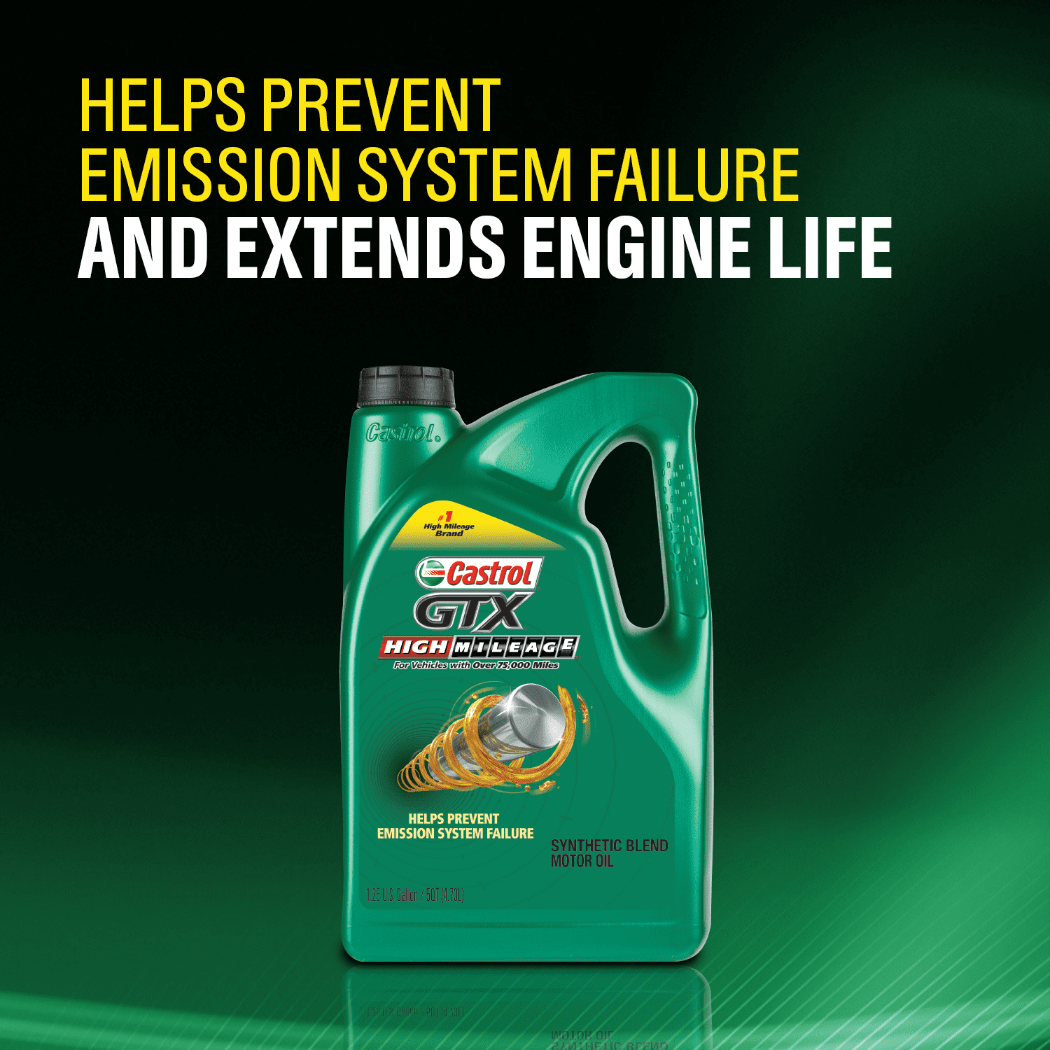 Castrol GTX High Mileage 5W-20 Synthetic Blend Motor Oil, 1 Quart