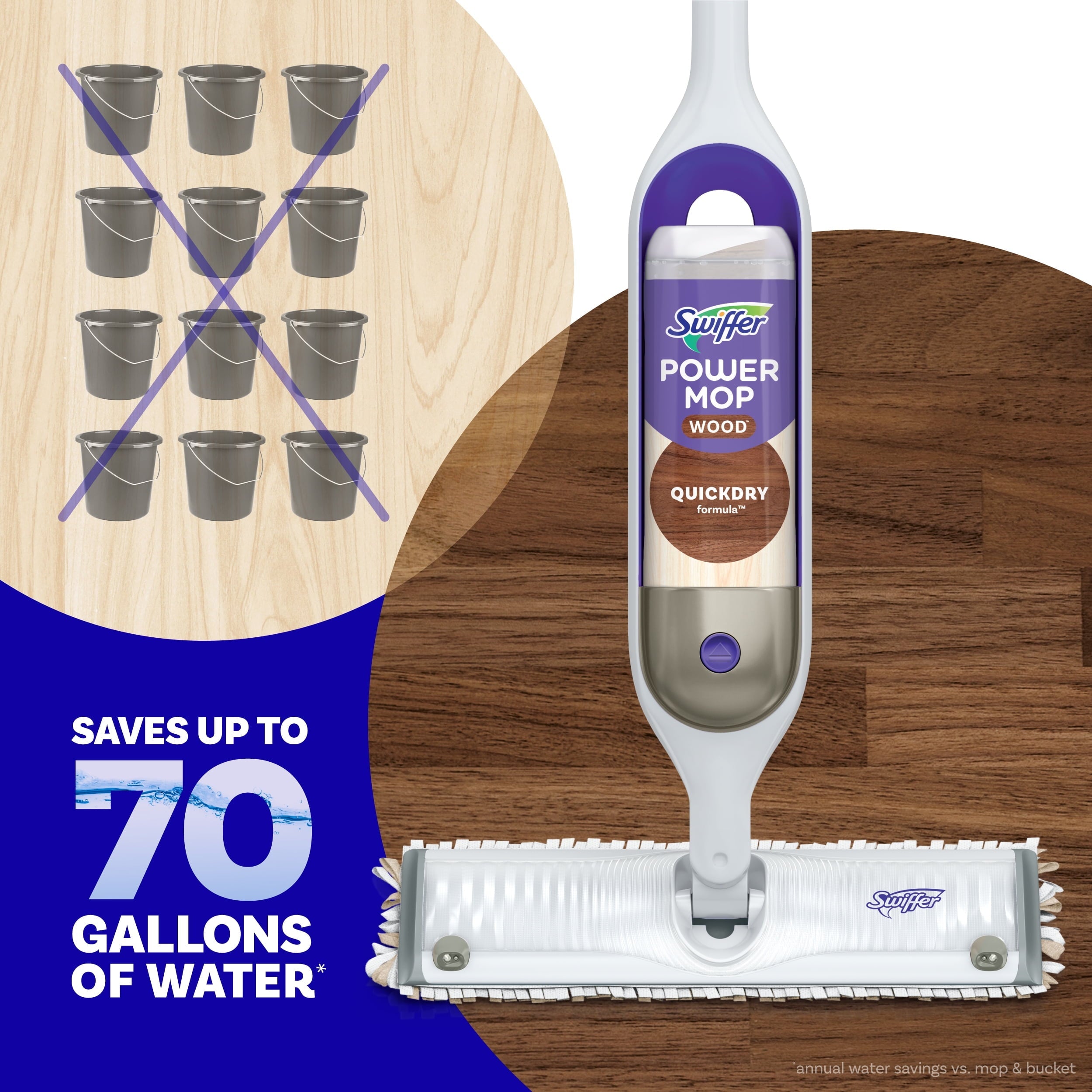 Swiffer PowerMop Wood Quick Dry Liquid Floor Cleaner Solution, Lemon, 25.4 oz, 2 Pack