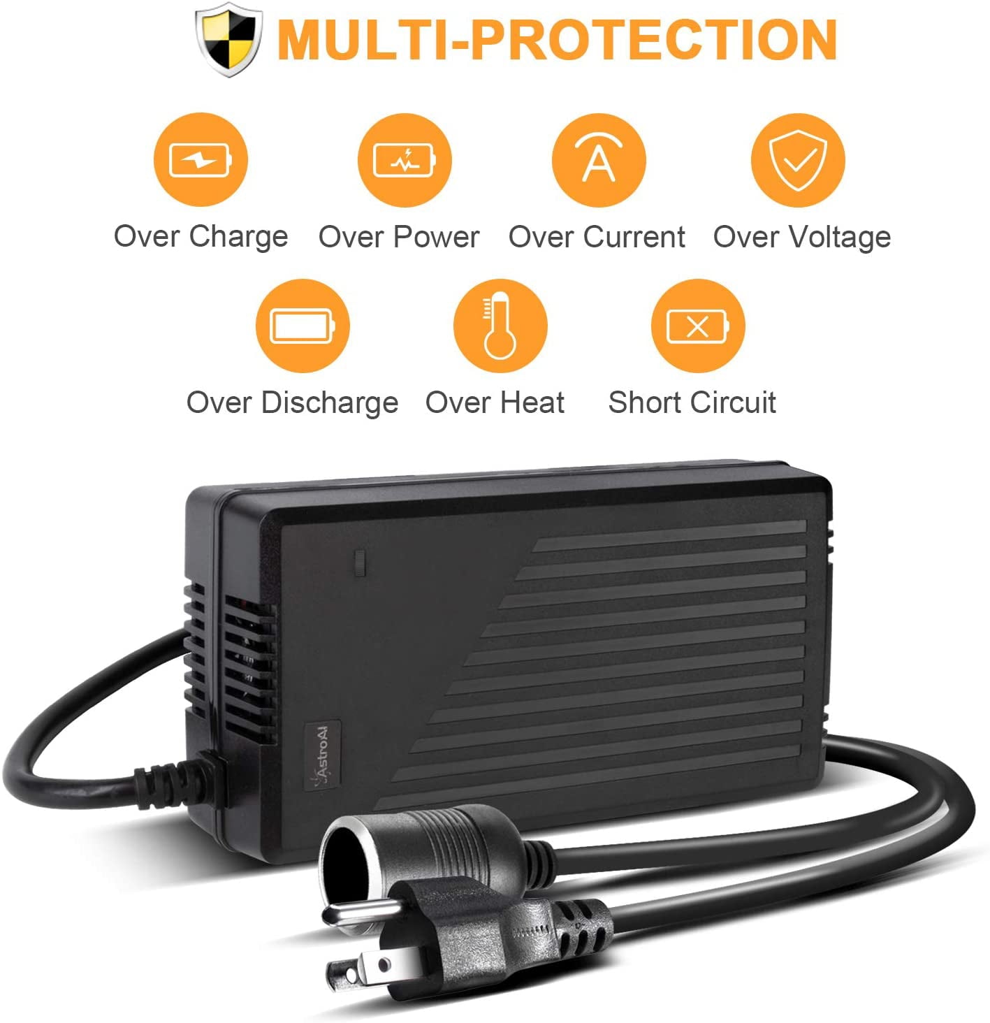 AstroAI AC to DC Converter, 15A/180W/8.25FT/110V to 12V Converter, Car Cigarette Lighter Socket AC/DC Power Supply Adapter Transformer for Inflator, Car Refrigerator, and Other Car Devices