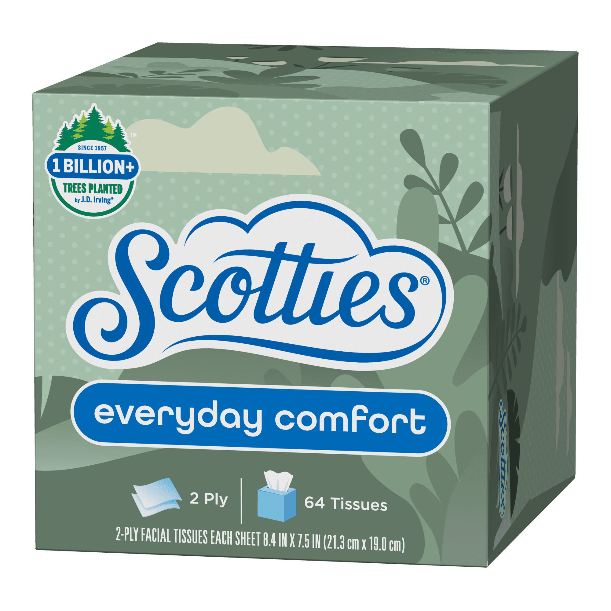 Scotties Everyday Comfort Facial Tissues, 64 Tissues per Box, 4 Cube Packs (256 Total Tissues)