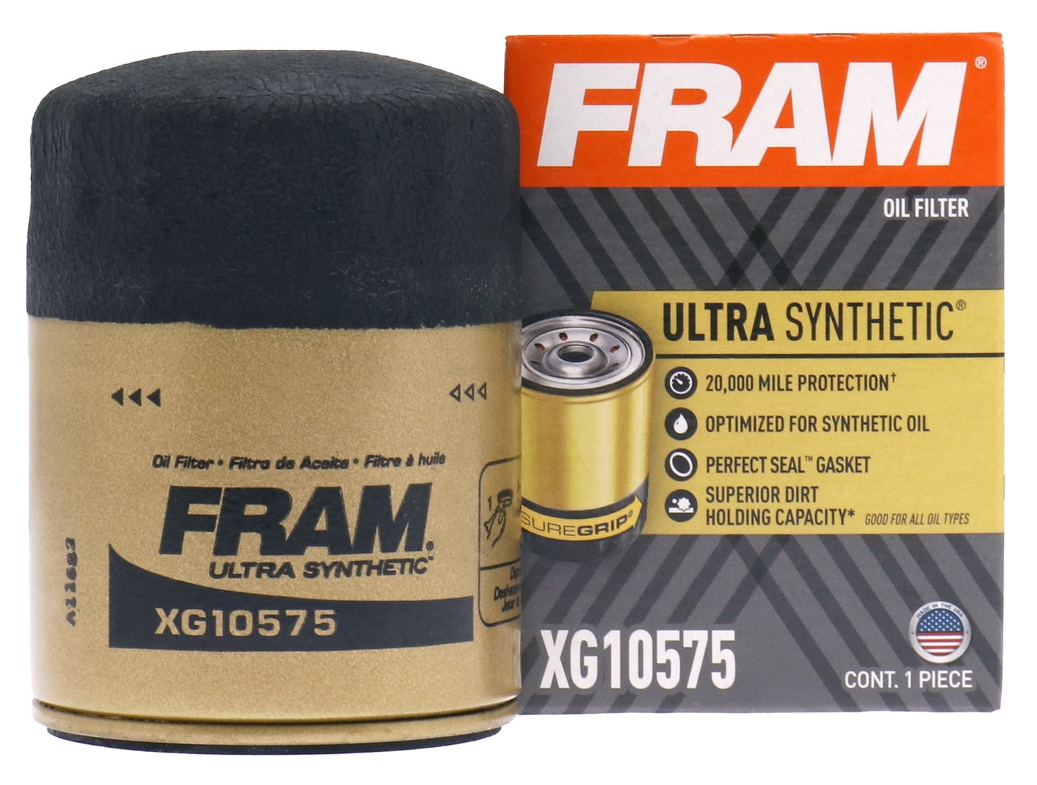 FRAM Ultra Synthetic XG10575 Motor Oil Filter, 20K mile Filter for GM, Ford, Lincoln, Mercury Fits select: 2014-2024 CHEVROLET SILVERADO, 2011-2023 FORD F150