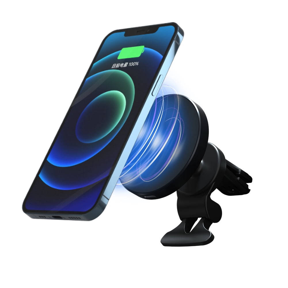 Soliom Wireless Mag-Safe Car Charger with Phone Holder Compatible with iPhone 14/13, Samsung S22