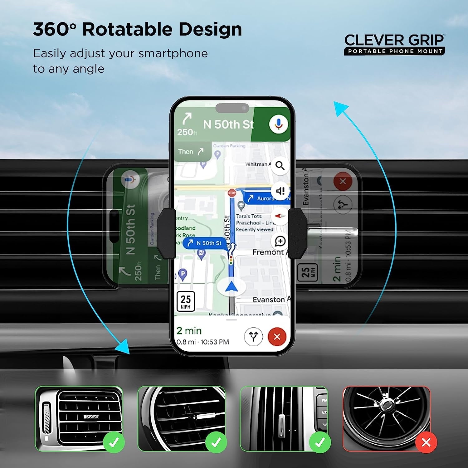 Bell Howell Clever Grip Portable Phone Mount Car Phone Mount As Seen On TV