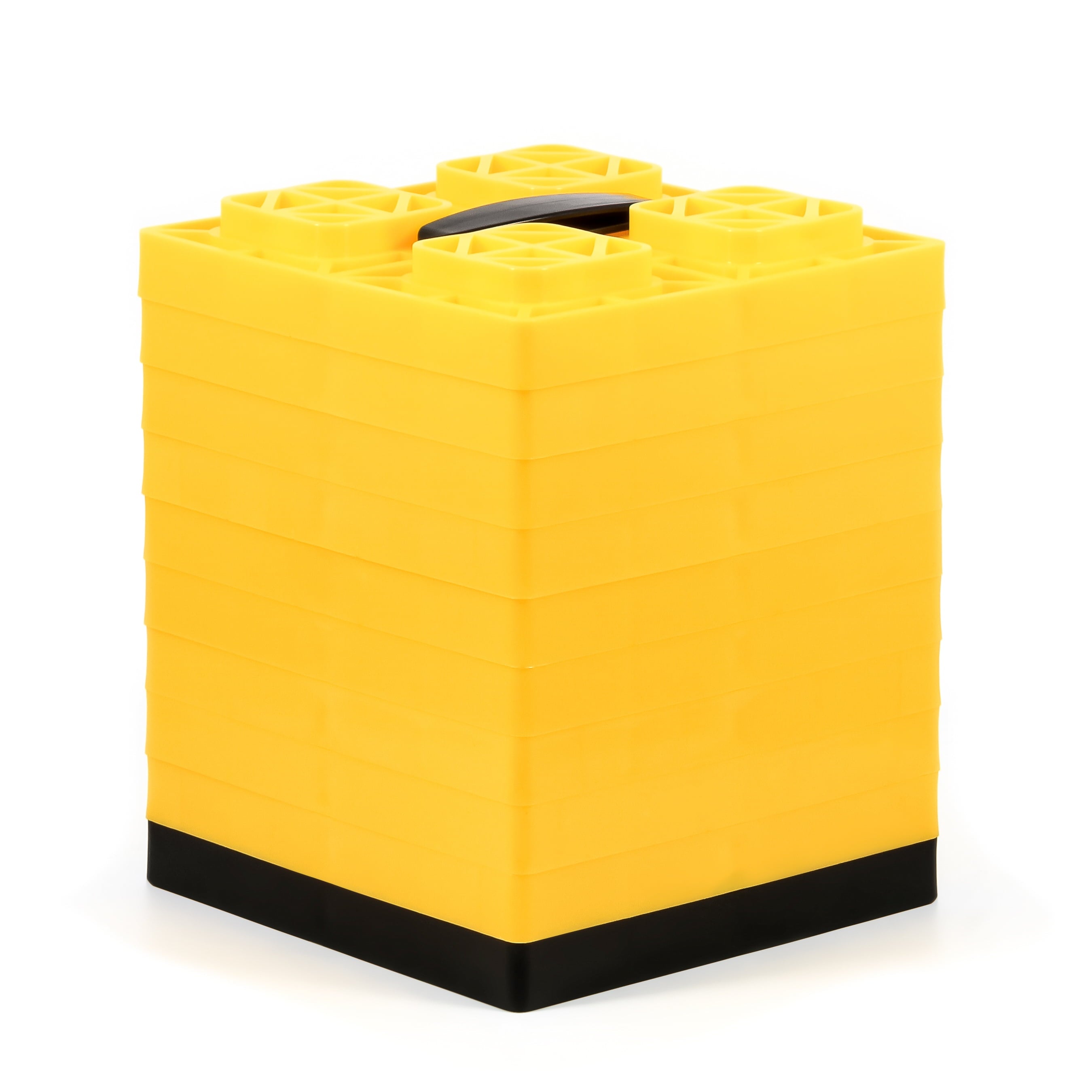 Camco FasTen RV Leveling Blocks | Features a Durable Resin Design and Convenient Carrying Handle | Compatible with Single Wheel, Stabilizer Jacks, and More | 8.5-Inches x 8.5-Inches x 1-Inch (21022)