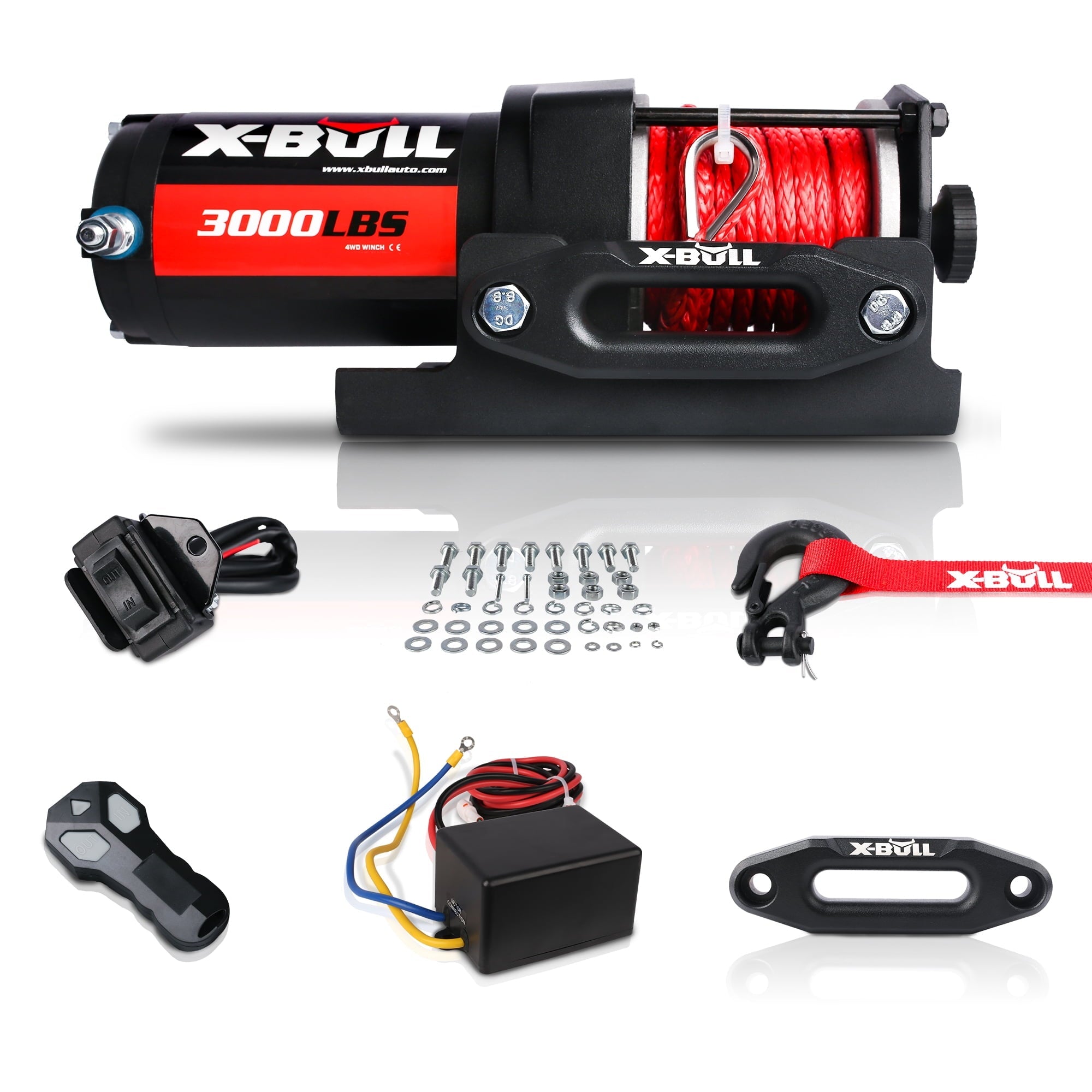 X-BULL 12V 3000LBS Electric Winch Synthetic Rope Electric Winch for Towing ATV/UTV Off Road