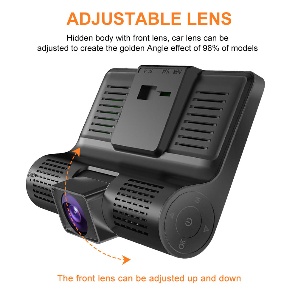 Dash Cam Front and Rear Dual Dashcam, 4 inch Touch-Screen Car Dashboard Camera Full HD 170°Wide Angle Backup DVR Recorder with Night Vision G-Sensor Parking Monitor Loop Recording Motion Detection