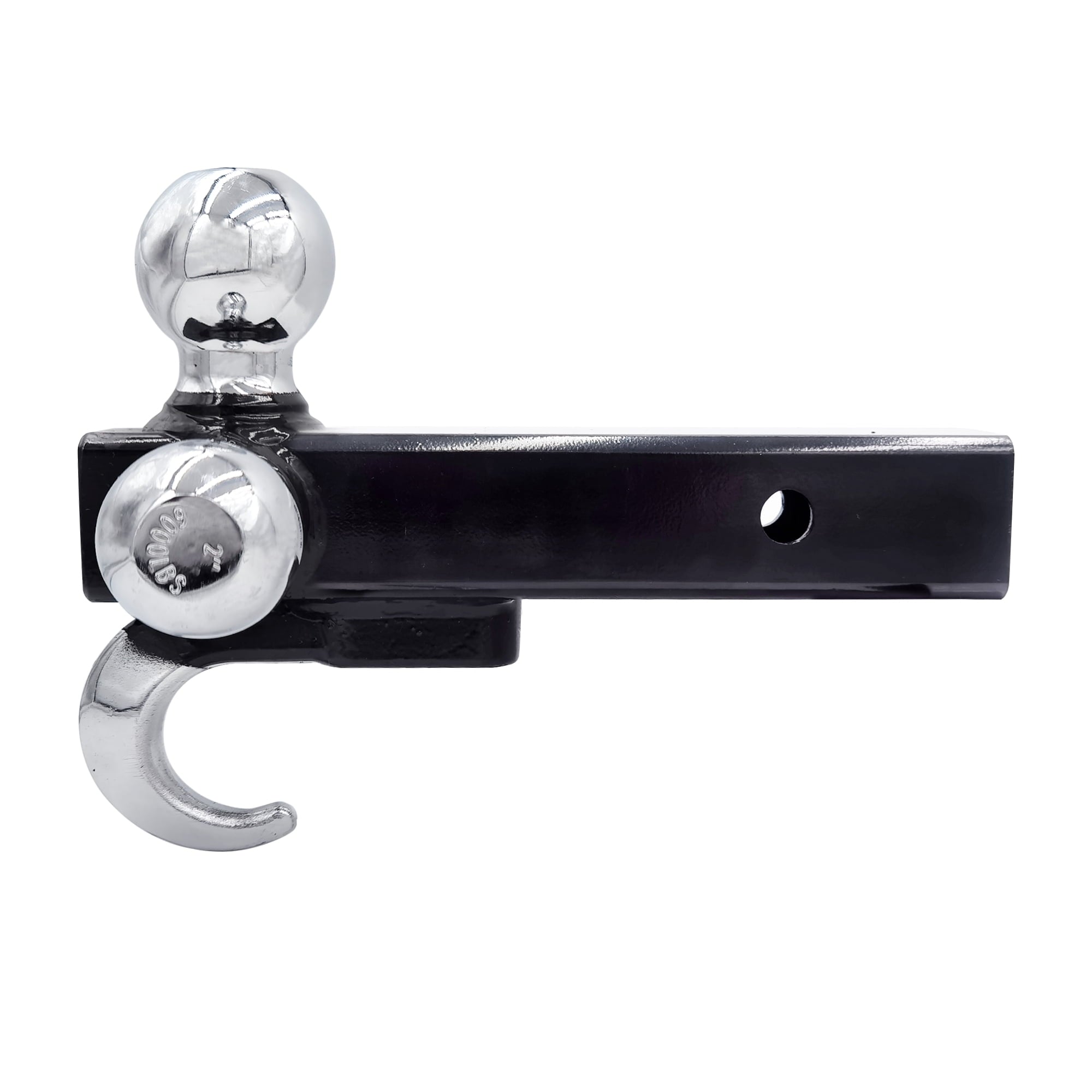 Hyper Tough Automotive Tri-Ball Mount with Hook, for Class V, 1-7/8", 2" & 2-5/16" Hitch Ball, Black
