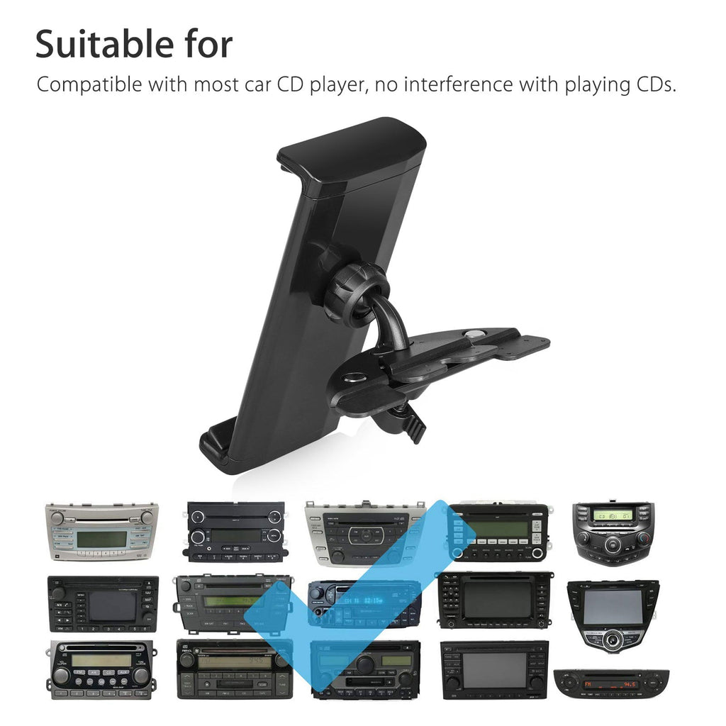 Tablet Car Mount, TSV Universal Car CD Slot Mount, 360degree Rotation Adjustable CD Player Holder Fit for 8-10" iPad Air, Pro, Samsung Tab, LG, HTC Tablets