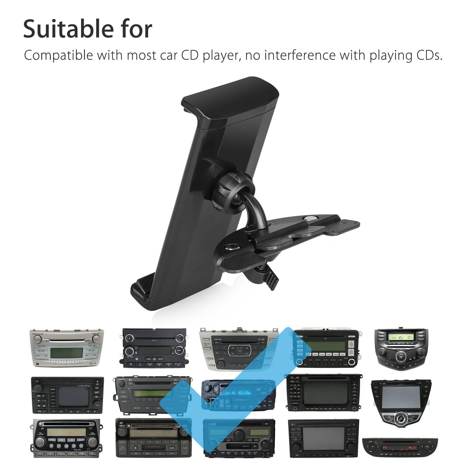 Tablet Car Mount, TSV Universal Car CD Slot Mount, 360degree Rotation Adjustable CD Player Holder Fit for 8-10" iPad Air, Pro, Samsung Tab, LG, HTC Tablets