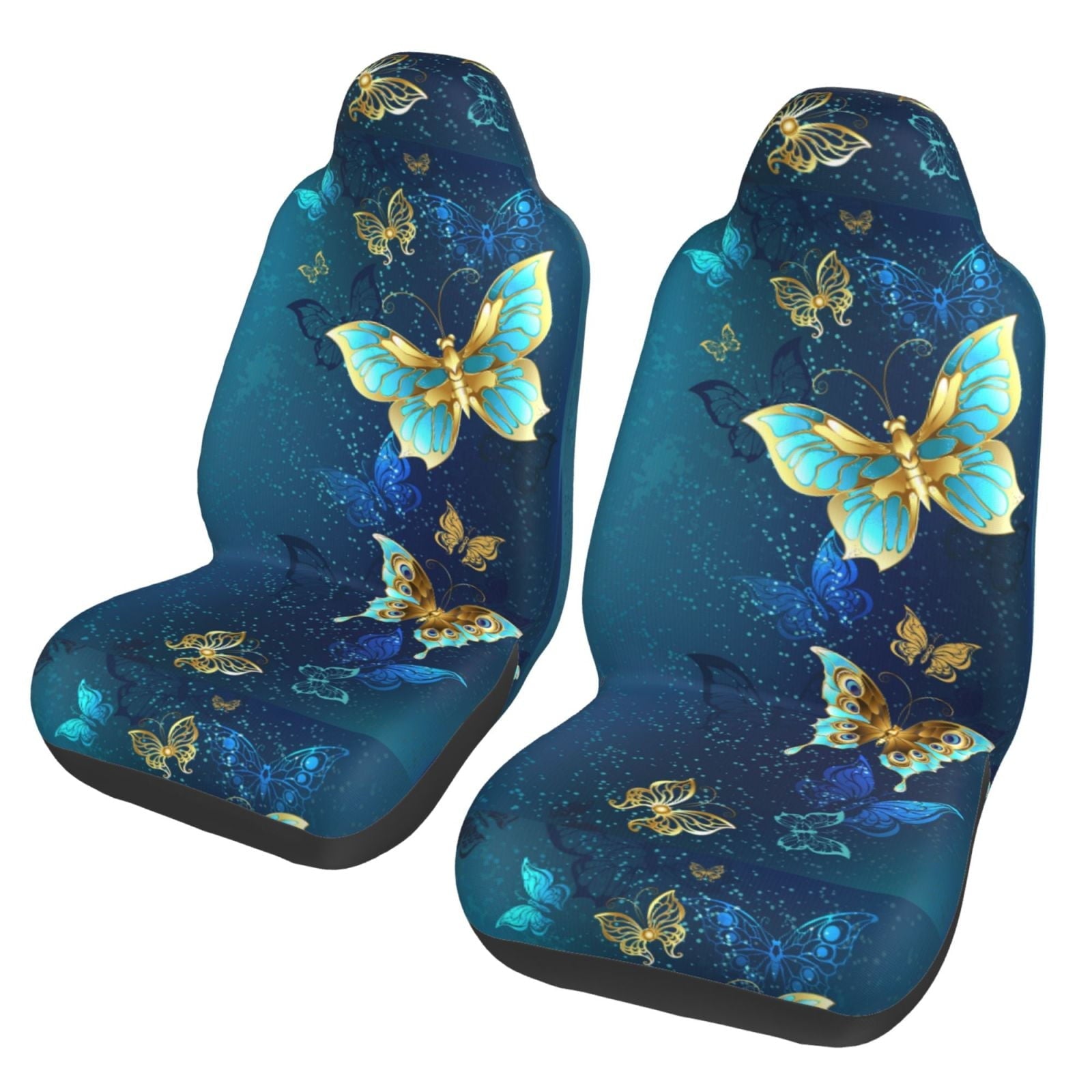 KAKALAD Blue butterfly Car Seat Covers Set Vehicle Front Seats Protector 2 Pcs