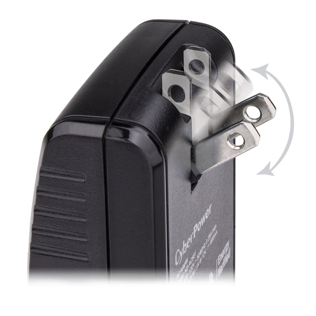 CyberPower CPUAC1U1300 Universal Power Adapter 3 -12 Volt / 1300mA with Folding AC Plug and 2.1 Amp USB Charge Port