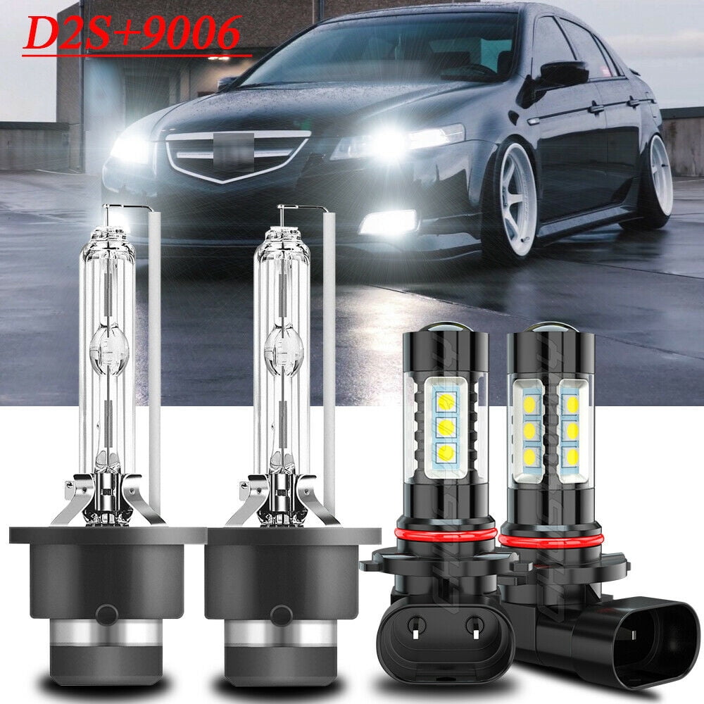For Acura TL 2004 2005 2006 Front HID Headlight High/Low Beam Fog Light 4×Bulbs