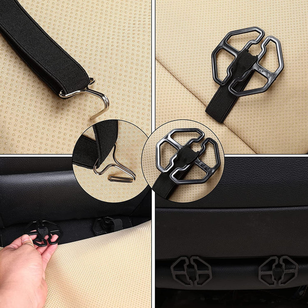 Coverado Front Pair Seat Protector, Breathable Leather & Fabric Car Seat Cushions 2 Pieces, Oval Pattern, Protective Seat Covers Universal Fit Most Vehicles, Sedans, SUVs, Trucks and Vans, Black