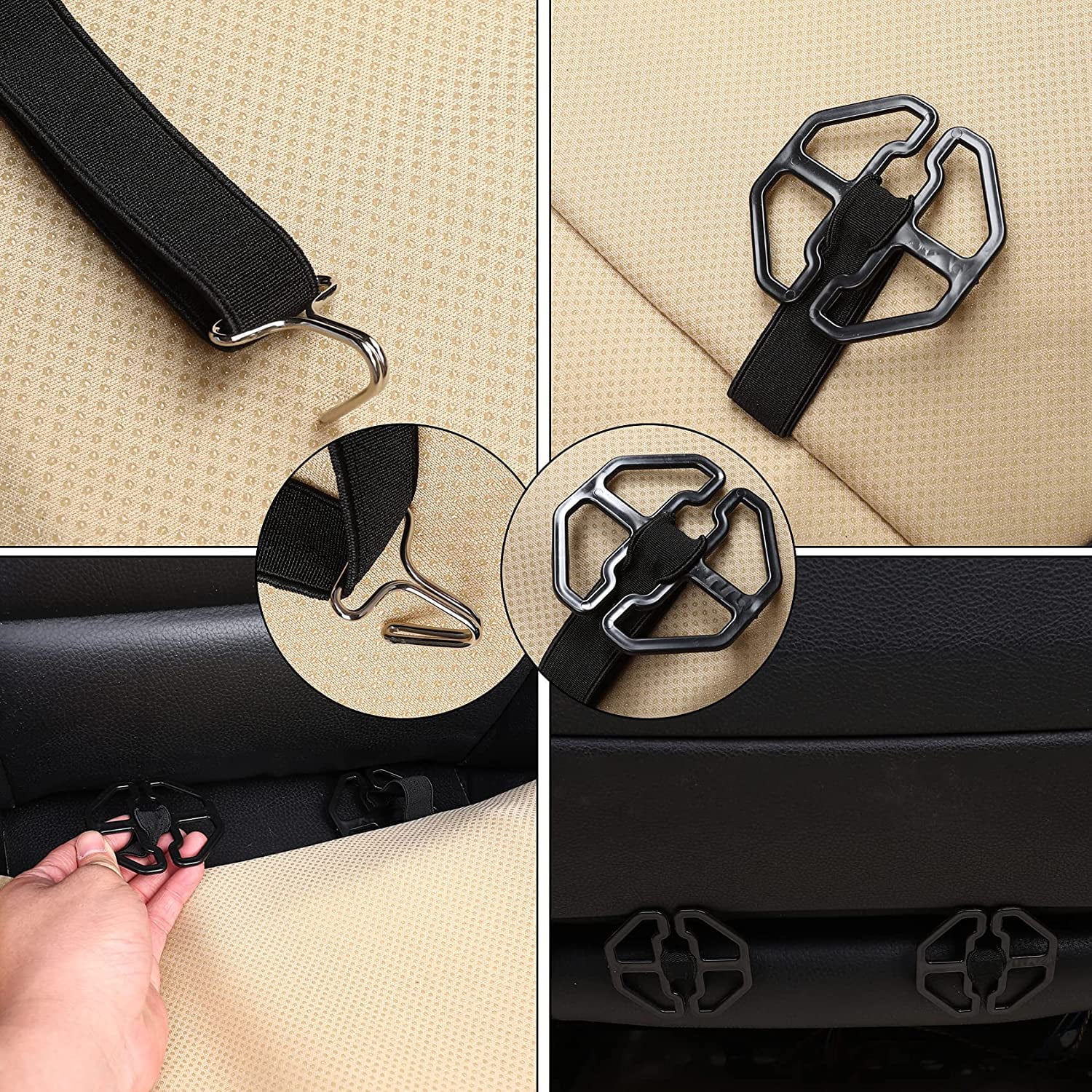 Coverado Front Seat Covers, Waterproof Leatheratte Car Seat Protector 2 Pieces, Protective Seat Cushions Universal Fit Most Vehicles, Sedans, SUVs, Trucks and Vans, Line Pattern