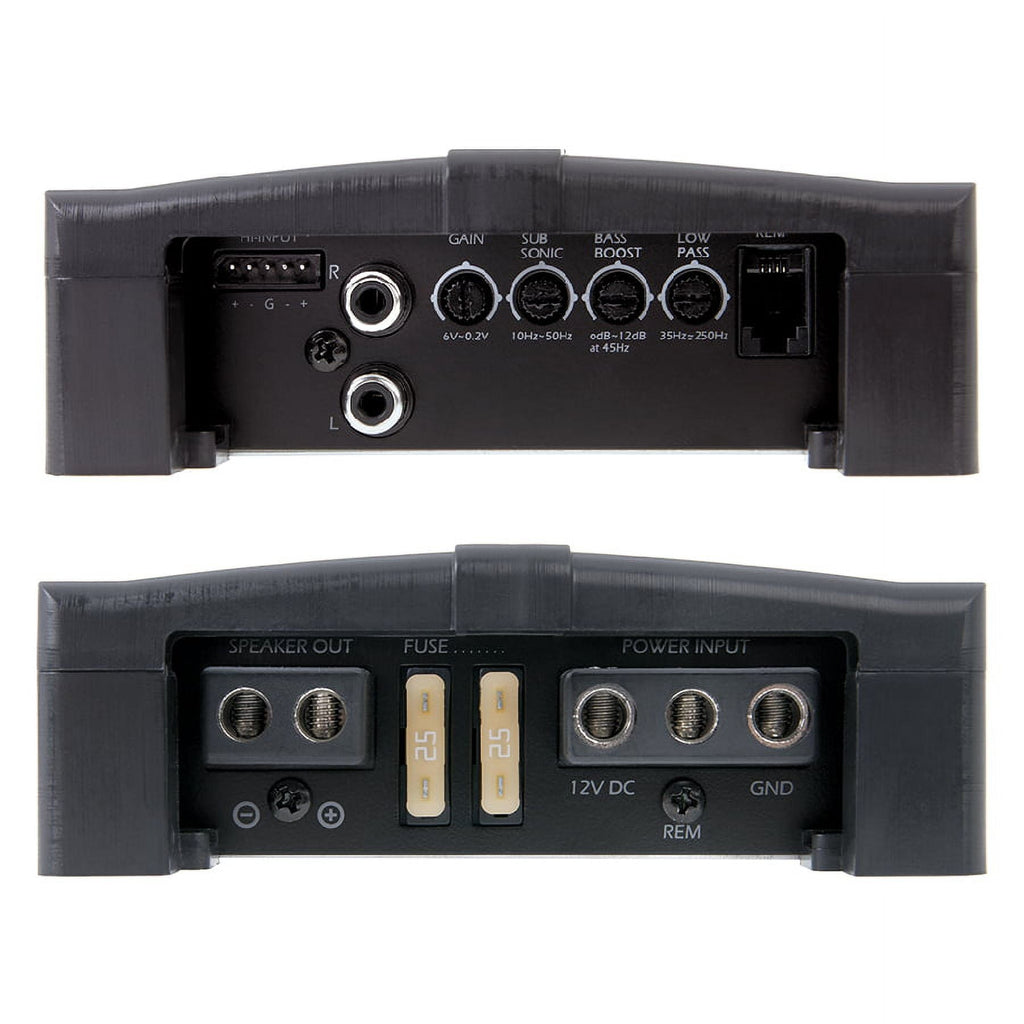 Power Acoustik RZR1-2500D Amplifier | RAZOR Series Subwoofer 1-Channel Amplifier | 2 Ohm Max Power 2,500 Watts