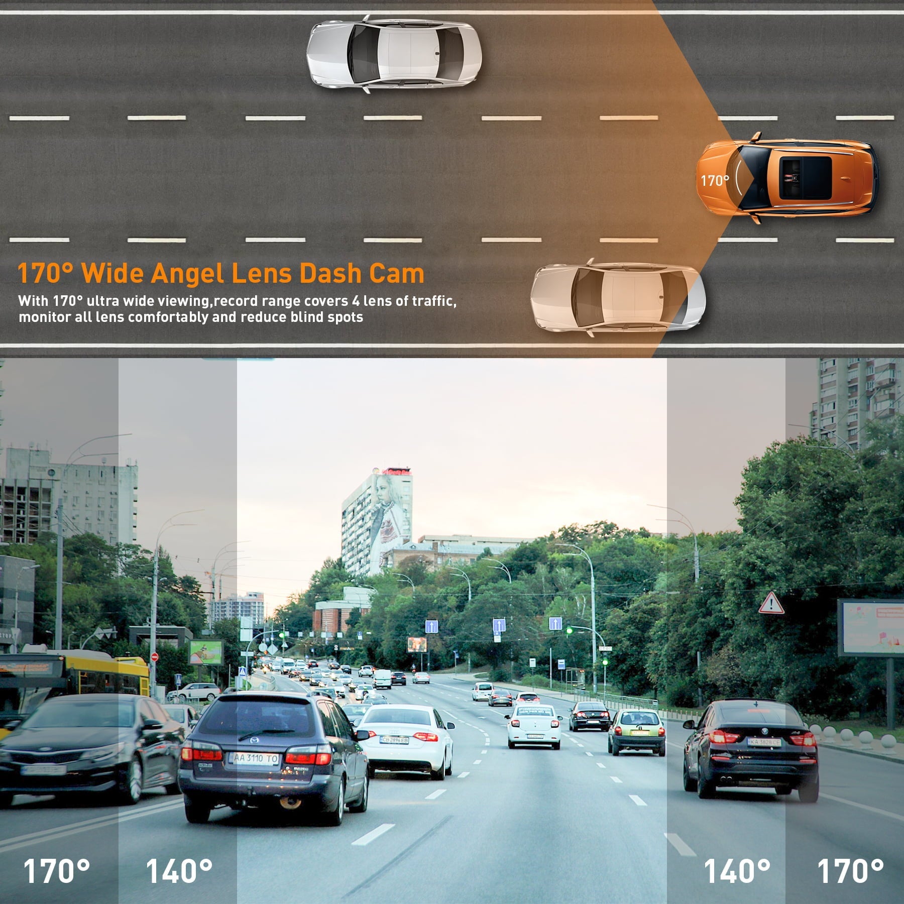 NEXPOW Dash Cam Front and Rear, 1080P Full HD Dash Camera, Dashcam with Night Vision, Car Camera with 3-inch LCD Display, Parking Mode, G-Sensor, Loop Recording, WDR