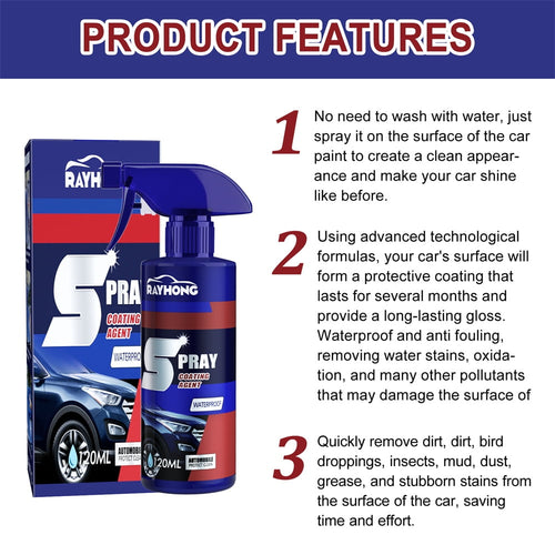 3 -Piece Set RAYHONG Quick-acting Coating Spray Car Nano-ceramic Coating Agent Car Scratch Repair Glass Hydrophobic Coating Care