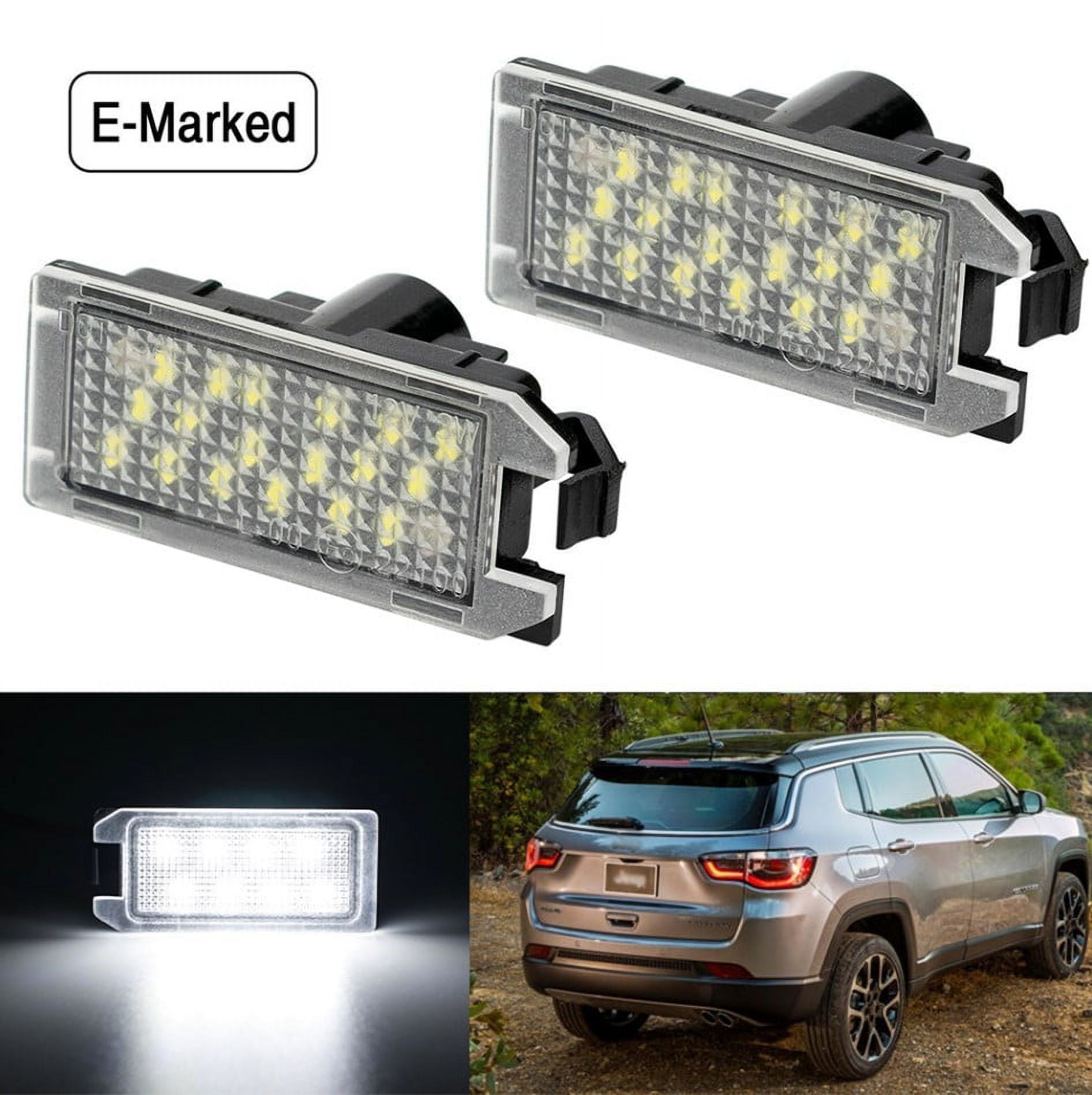 2X White Led License Plate Light For Jeep Grand Cherokee 2014-2020