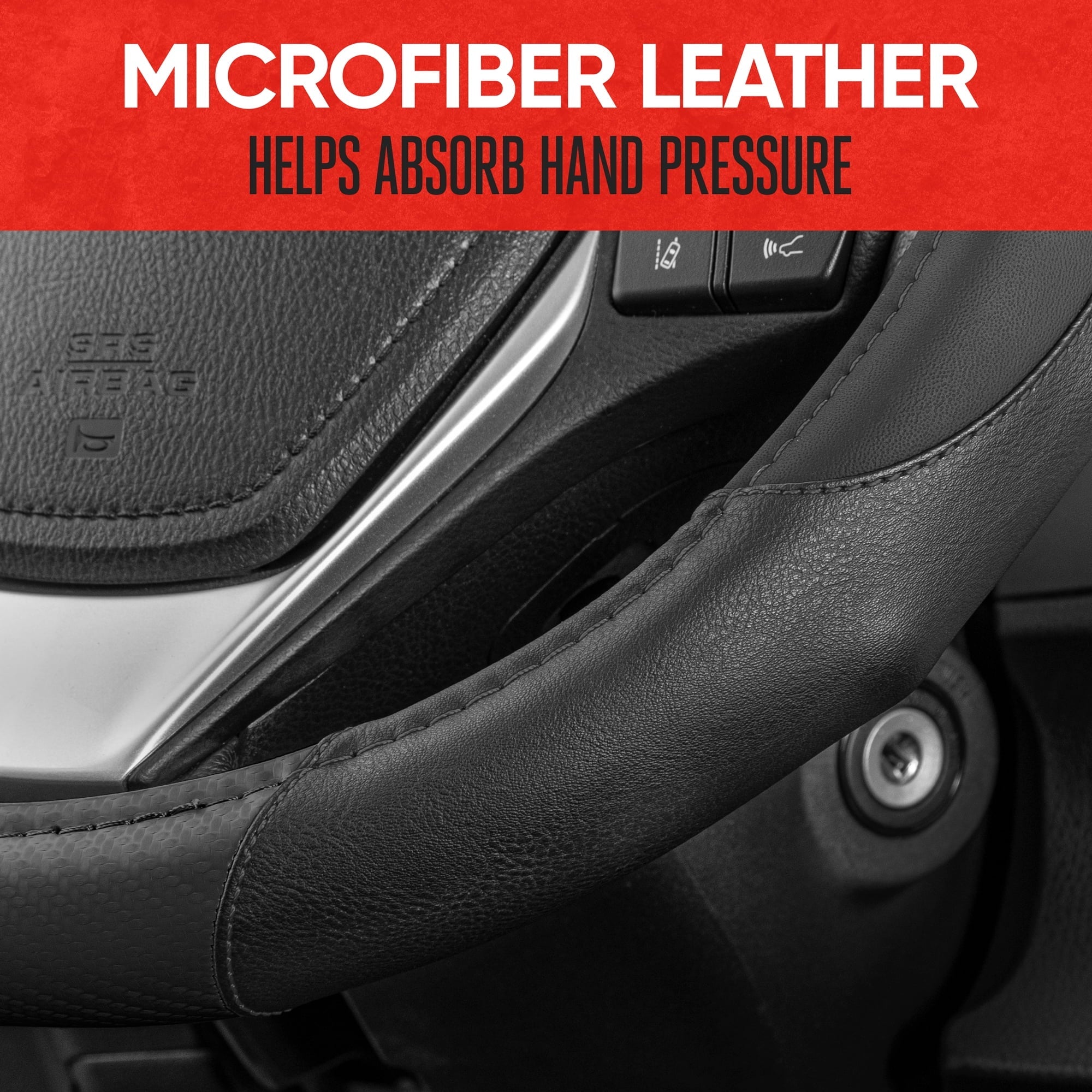 Motor Trend GripDrive Carbon Fiber Series - Steering Wheel Cover for Car and SUV - Synthetic Leather Comfort Grip Handles