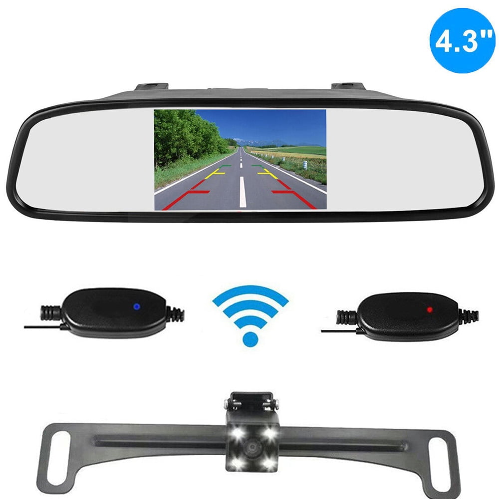 Wireless Car Backup Camera Rear View System Night Vision + 4.3" Mirror Monitor