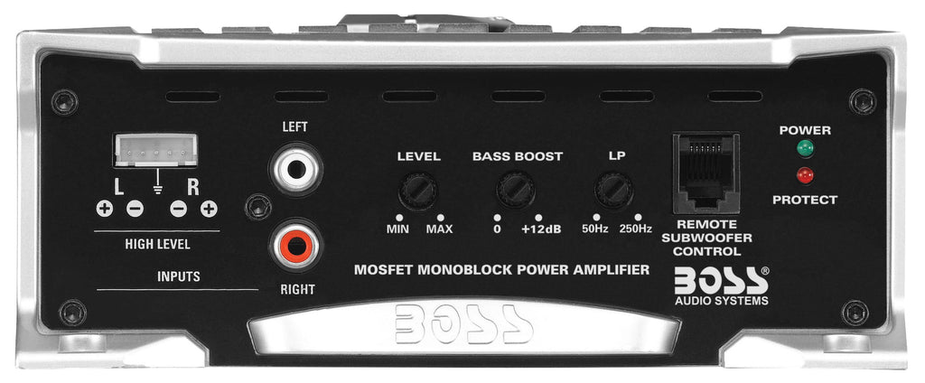 BOSS Audio Systems AR2000M Armor Series Car Amplifier - 2000 High Output, Monoblock, Class A/B, 2/4 Ohm Stable, High/Low Level Inputs, Low-Pass Crossover, Mosfet Power Supply, Stereo