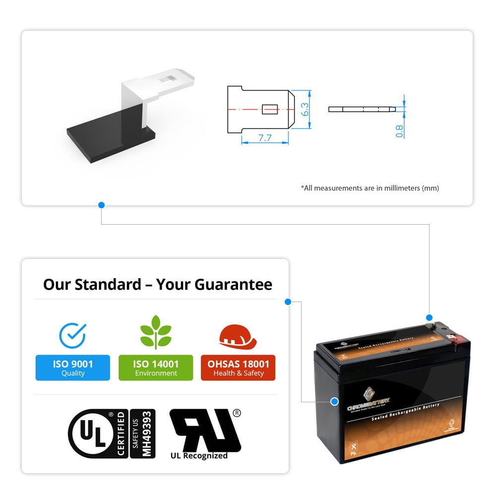 Chrome Battery 12V (12 Volts) 10Ah SLA Battery for Electric Scooter Schwinn S180 / Mongoose - 2pk