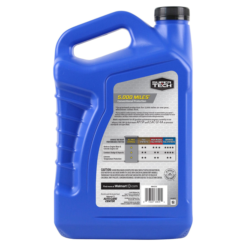 Super Tech All Mileage Synthetic Blend Motor Oil SAE 5W-20, 5 Quarts