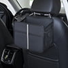 Uplien Car Seat Back Organizer and Storage, Premium PU Leather Hanging Backseat Car Organizer, Ultra-Durable Foldable - Black 11.42" x 9.85"