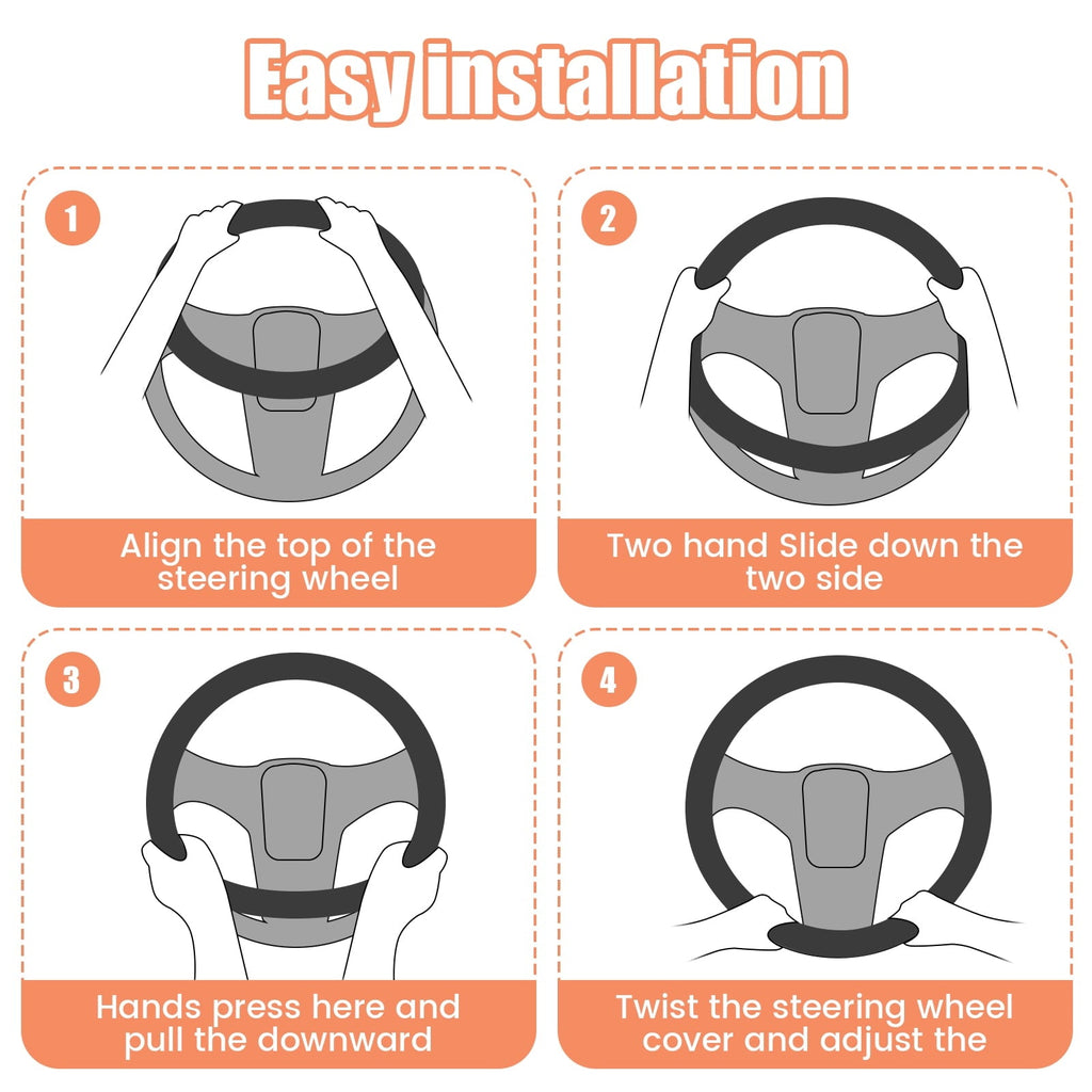 HCQXNSL Black Steering Wheel Cover Plush Steering Wheel Protector Soft Warm Car Covers Fashion Pure 38cm in Diameter for Men and Women