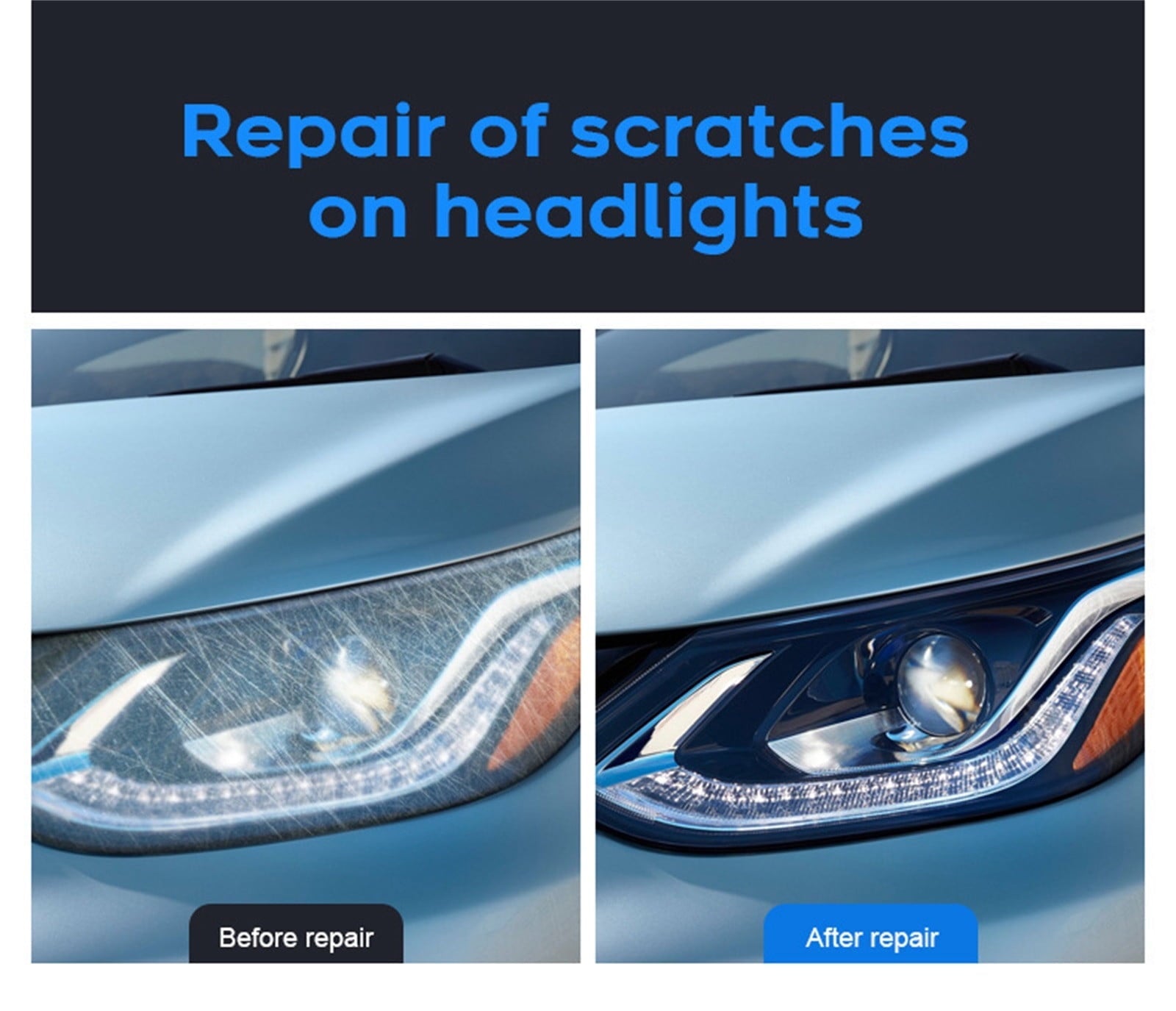 Teissuly Car Headlight Repair Agent Wipe New Headlight Restore Taillight Repair Kit with Lens Restoration Cleaner